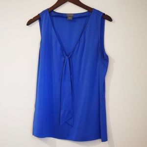Ann Taylor Blue Tie Neck Sleeveless Blouse